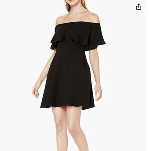 Black Halo black Ruffle collar midi black dress size 2